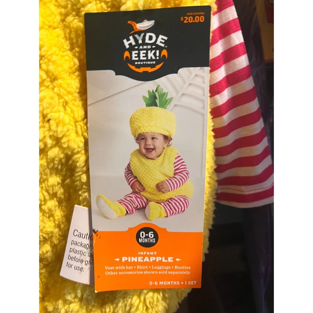 Infant Girls & Boys 0-6 Months Plush Yellow Pineapple Baby Halloween Costume